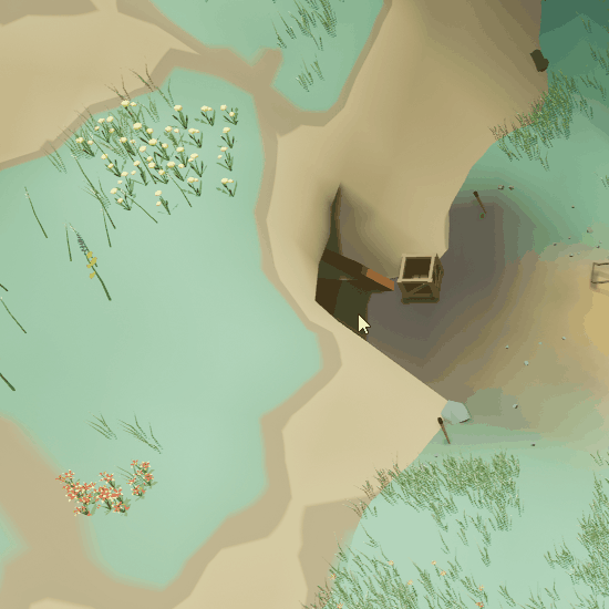 The roof of the mines disappears when a player unit enters