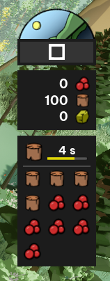 The resource queue, currently processing wood