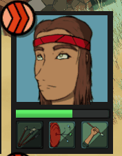 The Archer’s portrait during combat. This shows their health decreasing with each hit, and also the cooldown that begins after each skill is used