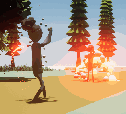 The Blaster throwing incendiary grenades at an enemy