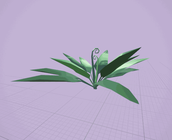 A fern plant at 3 different levels of LOD
