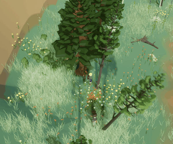 Felled trees exploding into carryable log resources