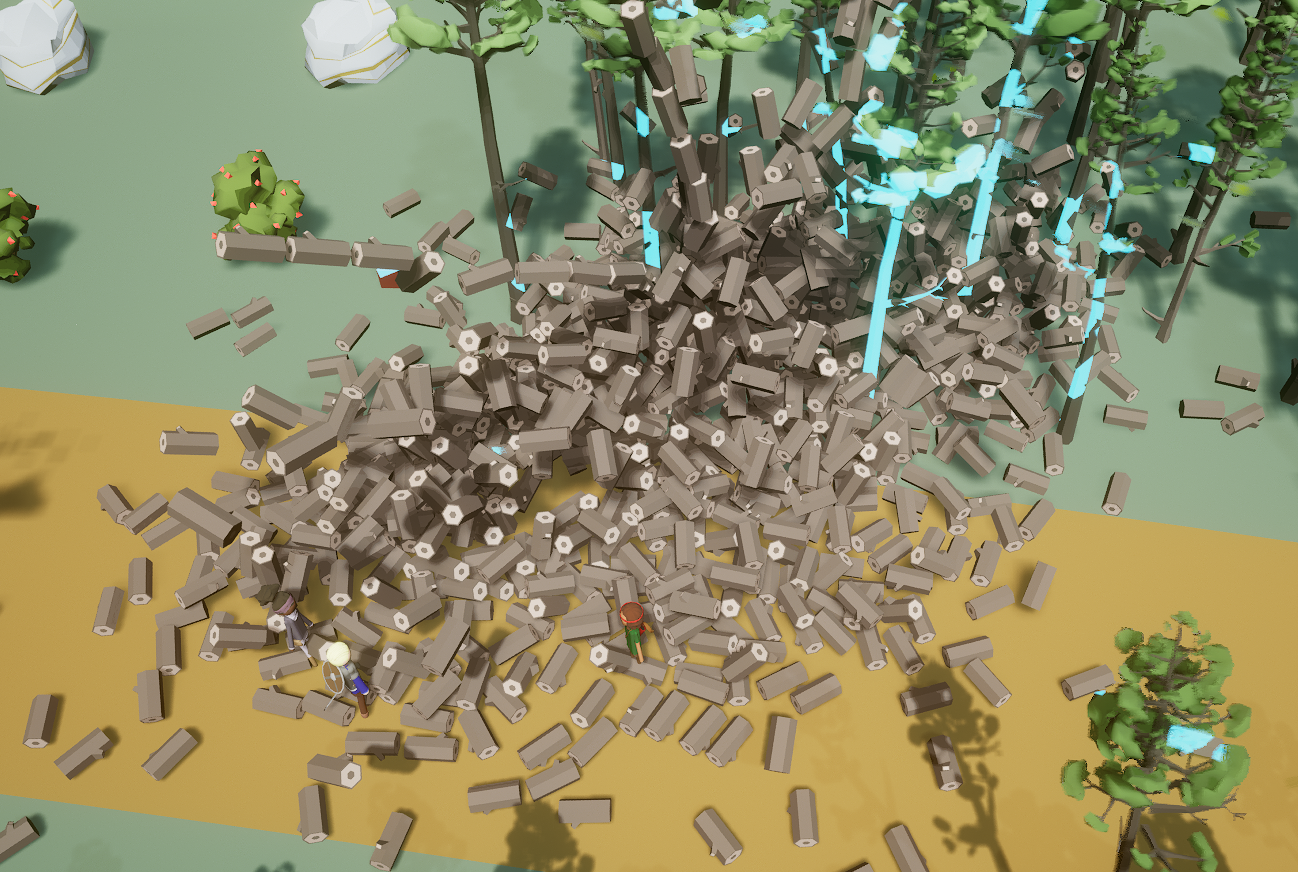 A large pile of logs from felled trees